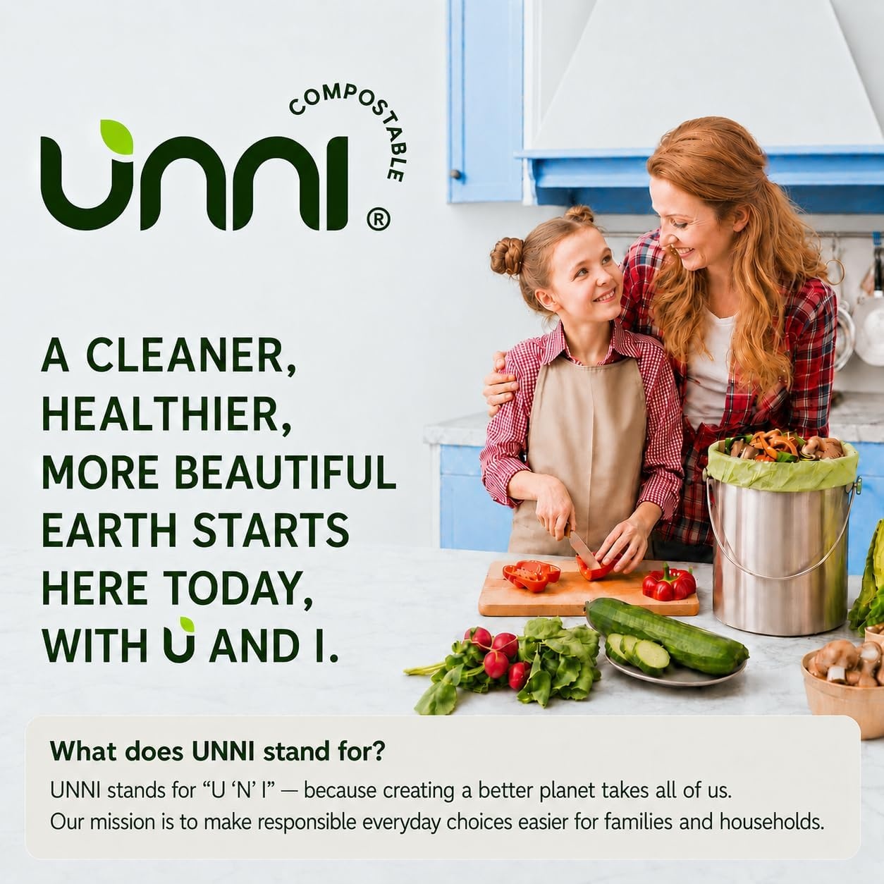 image:imageUNNI 3 Gallon Compostable Trash Bags with Tie Handles 100 Count Small Food Scrap Kitchen Compost Bags for Countertop Bin Certified by BPI CMA amp OK compost HOME Meets ASTM D640016 Gallon