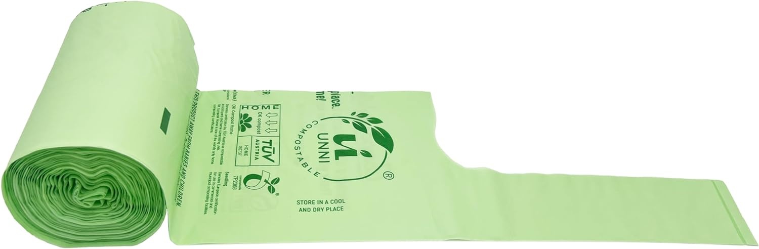 image:imageUNNI 3 Gallon Compostable Trash Bags with Tie Handles 100 Count Small Food Scrap Kitchen Compost Bags for Countertop Bin Certified by BPI CMA amp OK compost HOME Meets ASTM D640013 Gallon