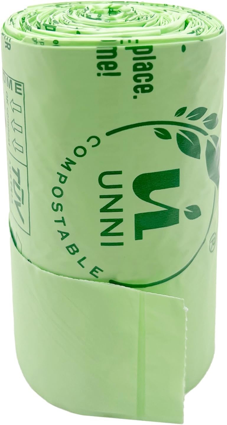 image:imageUNNI 3 Gallon Compostable Trash Bags with Tie Handles 100 Count Small Food Scrap Kitchen Compost Bags for Countertop Bin Certified by BPI CMA amp OK compost HOME Meets ASTM D640013 Gallon