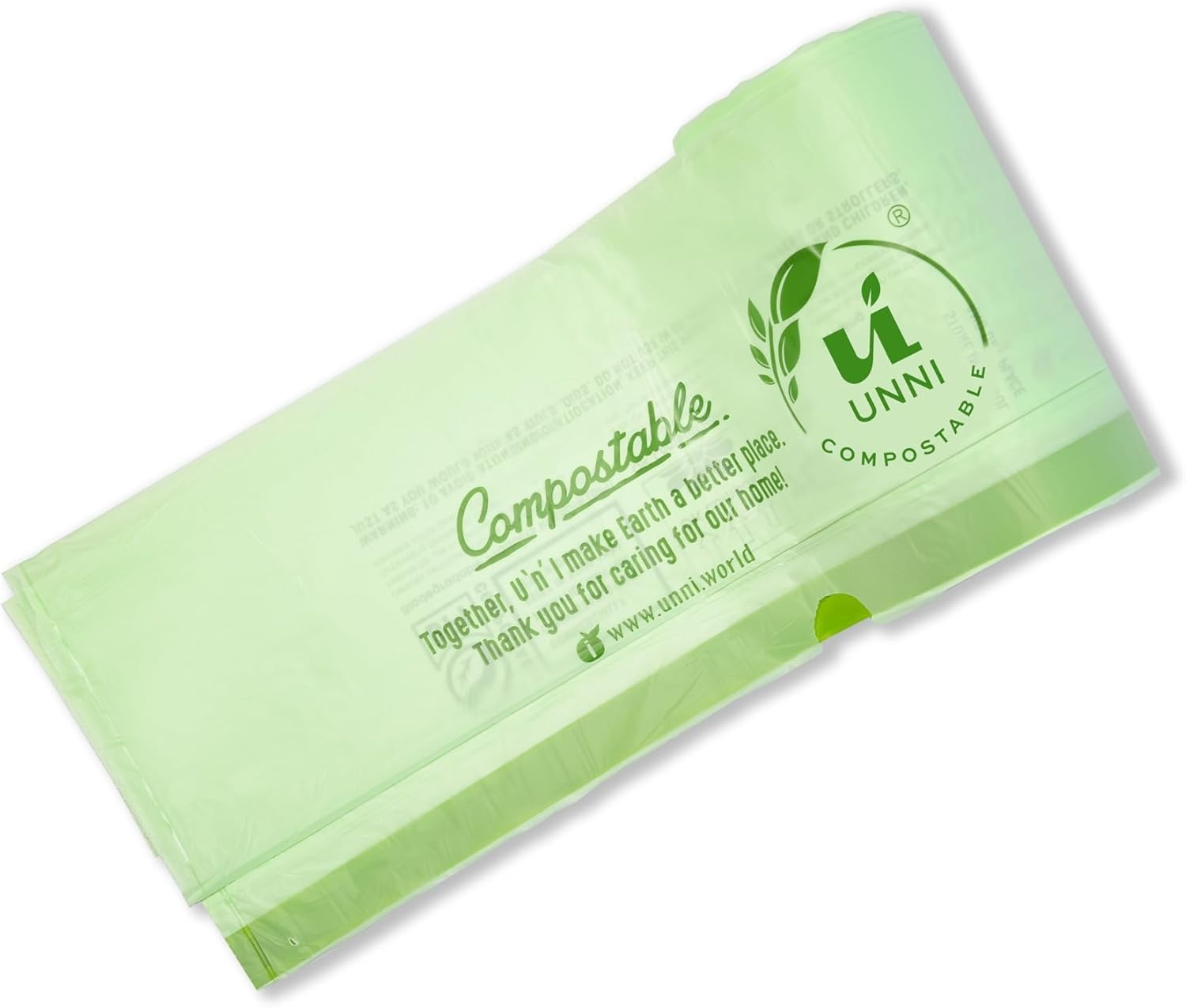 image:imageUNNI Compostable Drawstring Bags 2632 Gallon 1012 Liter 60 Count Heavy Duty 1 Mil Small Food Scrap Waste Bags with Drawstring Handle ASTM D6400 US BPI CMA amp Europe OK Compost Certified12 Gallon