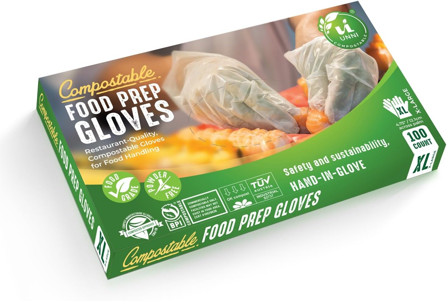 image:imageUNNI Compostable Food Prep Gloves For Food Handling ASTM D6400 US BPI CMA amp Europe OK Compost Certified100 Count Pack of 1