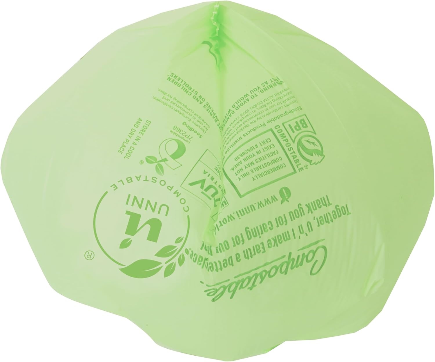 image:imageUNNI Compostable Trash Bags 3 Gallon 1135 Liter 100 Count Extra Thick 071 Mil Small Kitchen Food Scrap Bin Liners Certified by BPI CMA amp OK compost HOME Meets the ASTM D6400 Standard4 Gallon