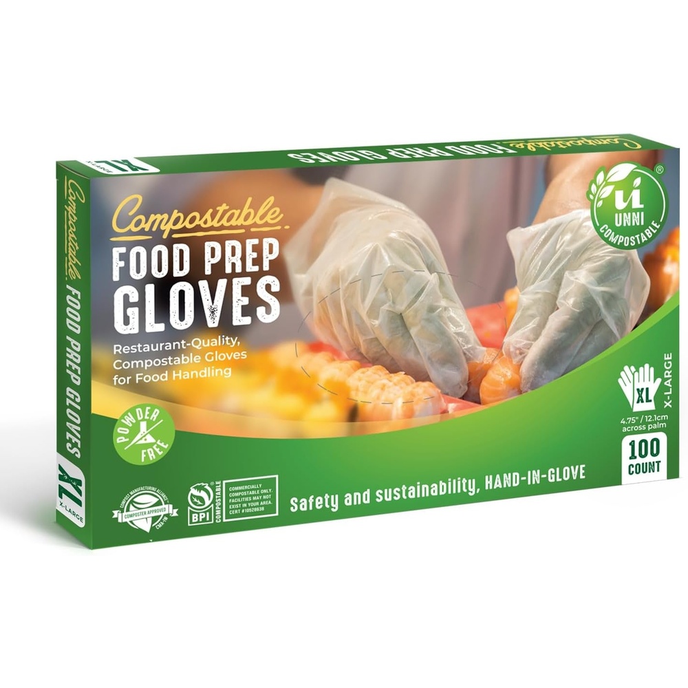 image:imageUNNI Compostable Food Prep Gloves For Food Handling ASTM D6400 US BPI CMA amp Europe OK Compost Certified100 Count Pack of 1