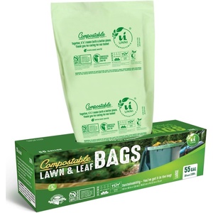 image:imageUNNI Compostable Trash Bags 3 Gallon  1135 Liter 100 Count Extra Thick 071 Mil Small Kitchen Food Scrap Bin Liners Certified by BPI CMA amp OK compost HOME Meets the ASTM D6400 Standard55 Gallon